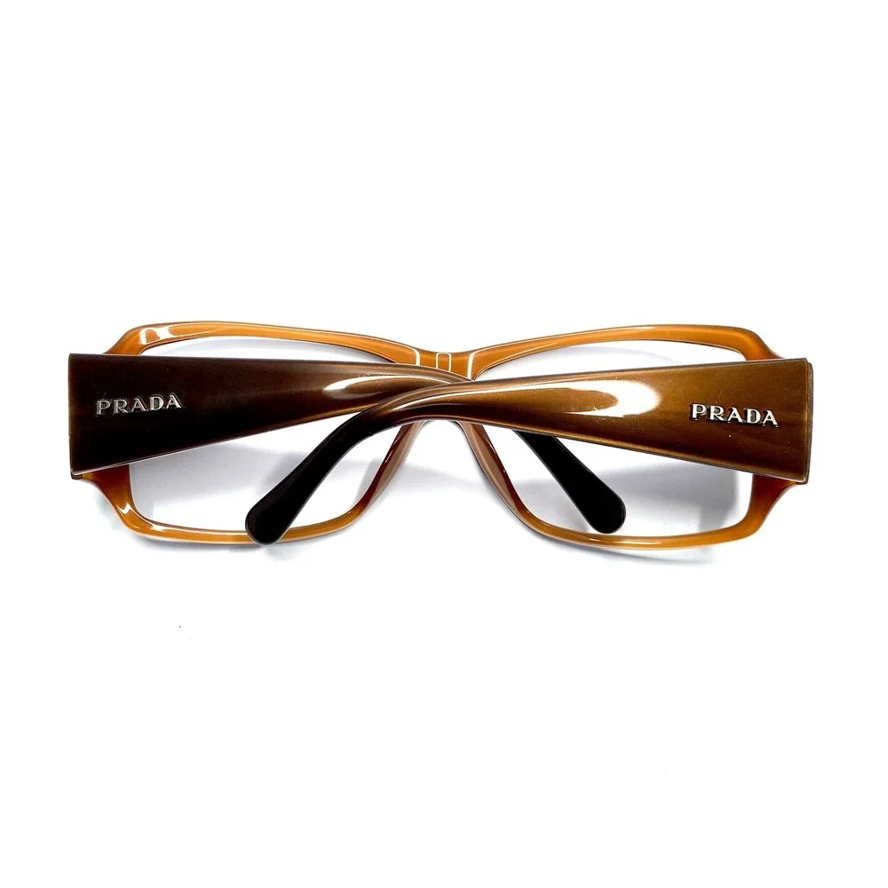 Prada Brown Amber Oversized Rectangular Glasses Italy SPR09G 4BX-2Z1 64 13 125